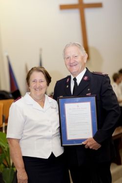 Lieutenant Colonel Don Woodland and wife Bernice after receiving the Order of the Founder – the highest honour in The Salvation Army. PHOTO SHAIRON PATERSON