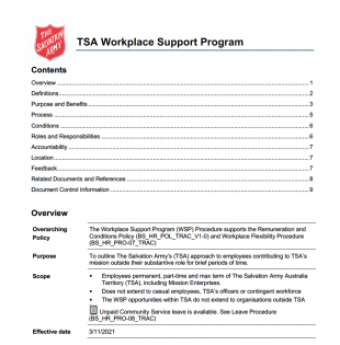 TSA Workplace Support Program procedure