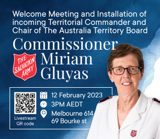 Welcome Meeting and Installation of incoming Territorial Commander - Commissioner Miriam Gluyas