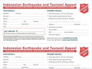 Indonesia earthquake and tsunami appeal:  donation coupon