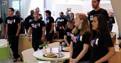 Flash mob serenades diners at International Headquarters